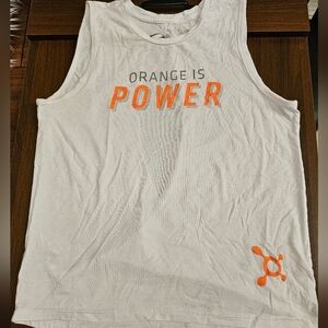 Orangetheory White and Orange Tank Top - Medium